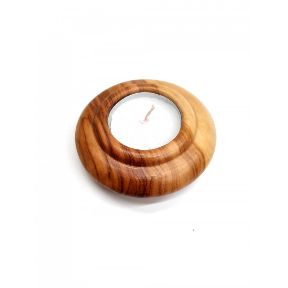 Flat Tealight Holder from olive wood 3cm x 8cm