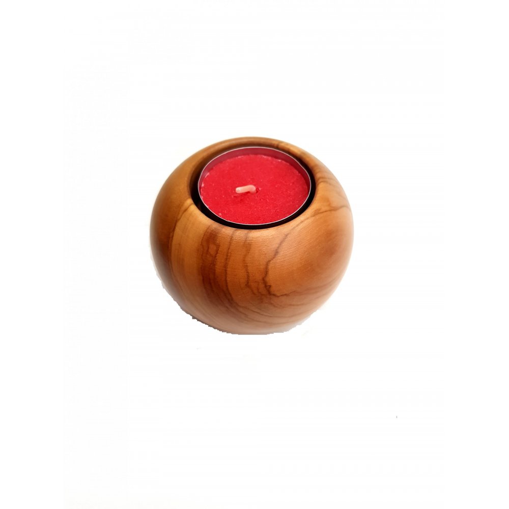 Ball Tealight Holder from olive wood 6cm x 7cm