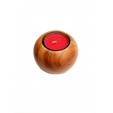 Wooden Art Ball Tealight Holder from olive wood 6cm x 7cm